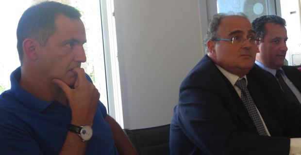Gilles Simeoni, maire de Bastia, Paul Giacobbi, président de la CTC, et François Tatti, président de la CAB.