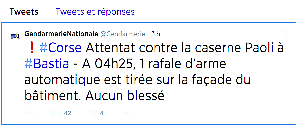 La caserne de la gendarmerie de Montesoro mitraillée