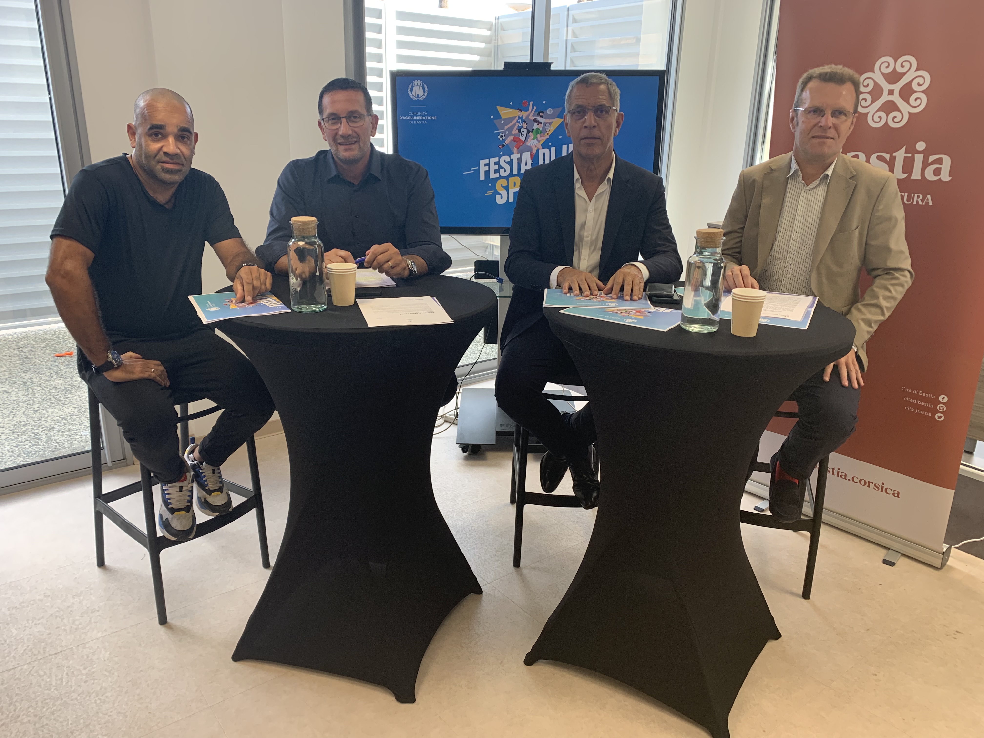 Nicolas Atre, fils de Jacques Zimako, Louis Pozzo di Borgo, Pierre Savelli et Thomas Vecchiutti à la présentation de la FDS 2022.