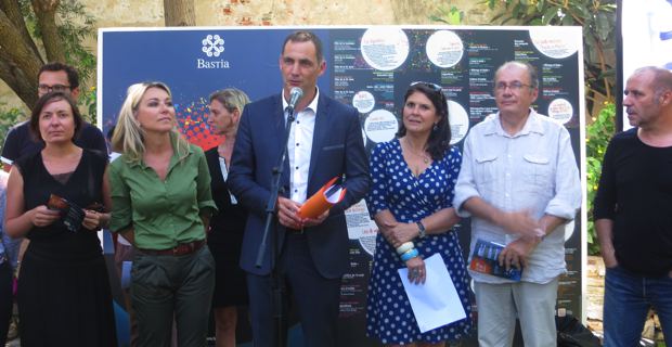 Le maire de Bastia, Gilles Simeoni, entouré de Linda Piperi, adjointe déléguée au développement économique, au marketing territorial et à l’animation, Mattea Lacave, adjointe déléguée à la culture, et Philippe Peretti, adjoint délégué au patrimoine.
