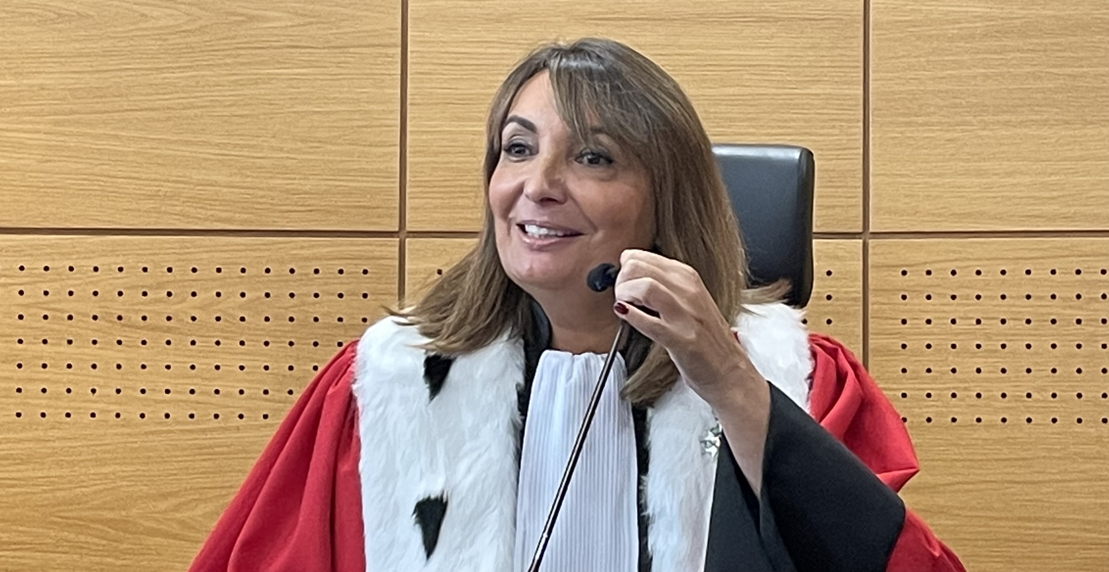 Hélène Davo, lors de sa séance d'installation comme première présidente de la Cour d’appel de Bastia. Photo CNI.