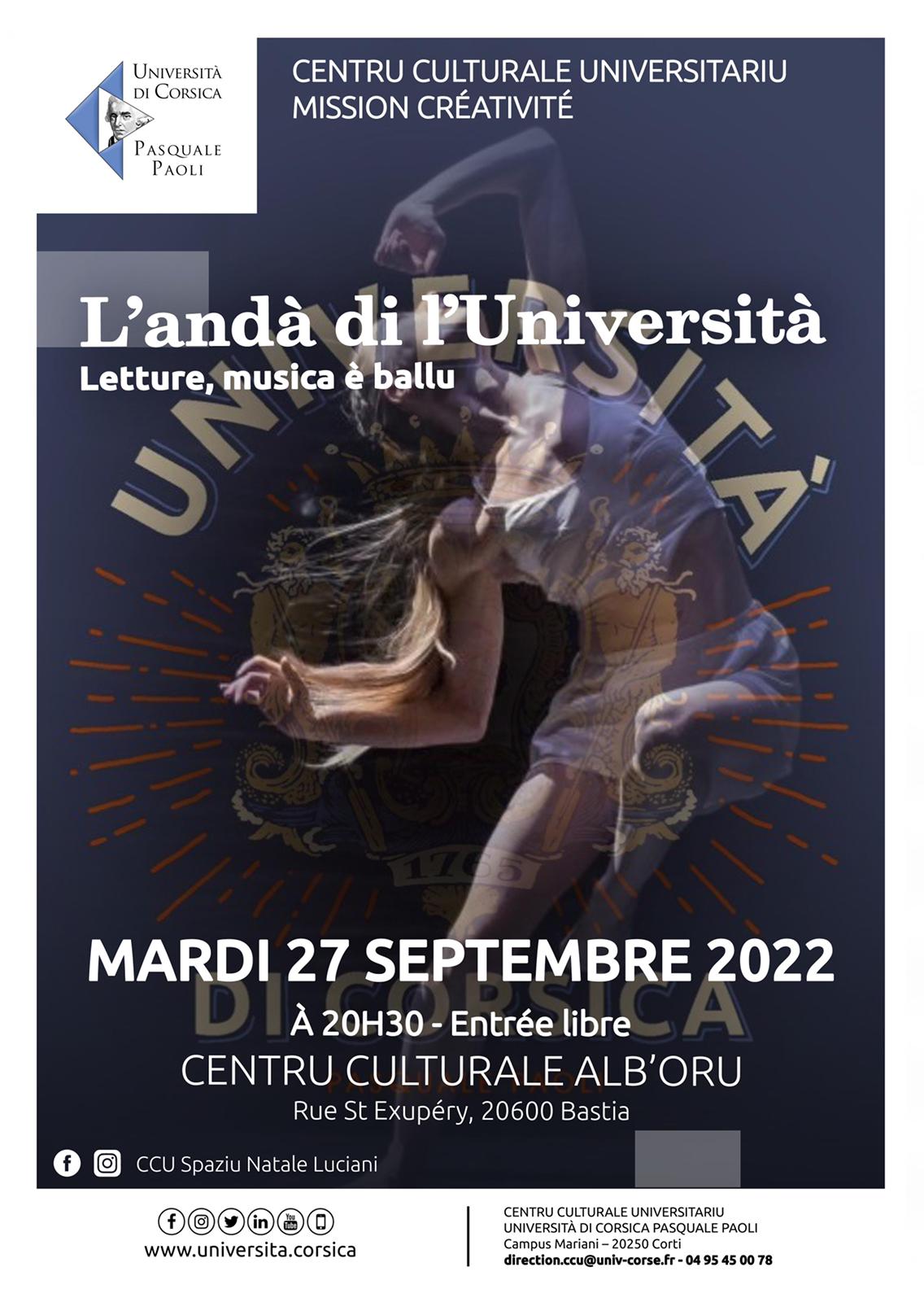 L’Andà di l'università : un spectacle pour célébrer les 40 ans de l'université de Corse va en scène à Bastia