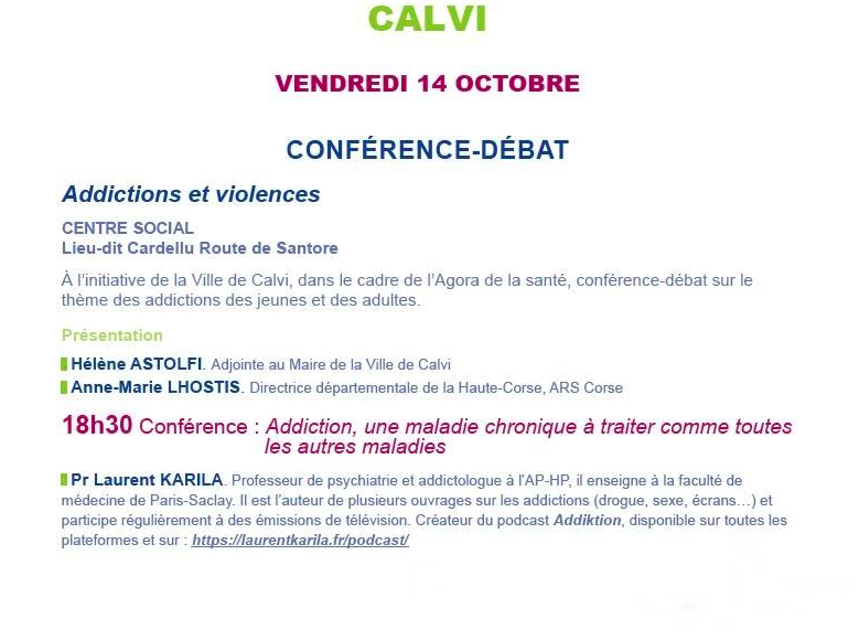 Calvi : une conférence-débat avec le professeur Laurent Karila