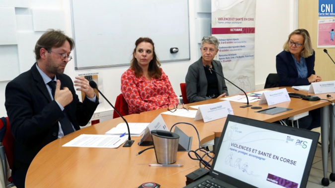 La procureur de la République d'Ajaccio et la directrice générale de l'ARS de Corse à la conference de presse de présentation de l'événement. Photo Michel Luccioni