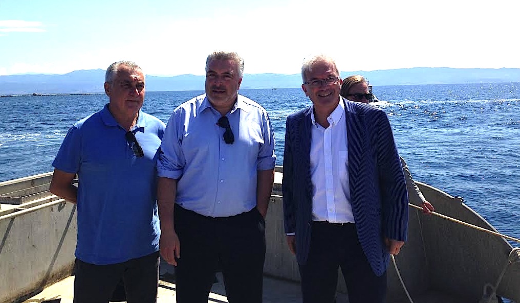 Gérard Romiti, Frédéric Cuvillier et Philippe Riera, président de la société Gloria Maris Corsica