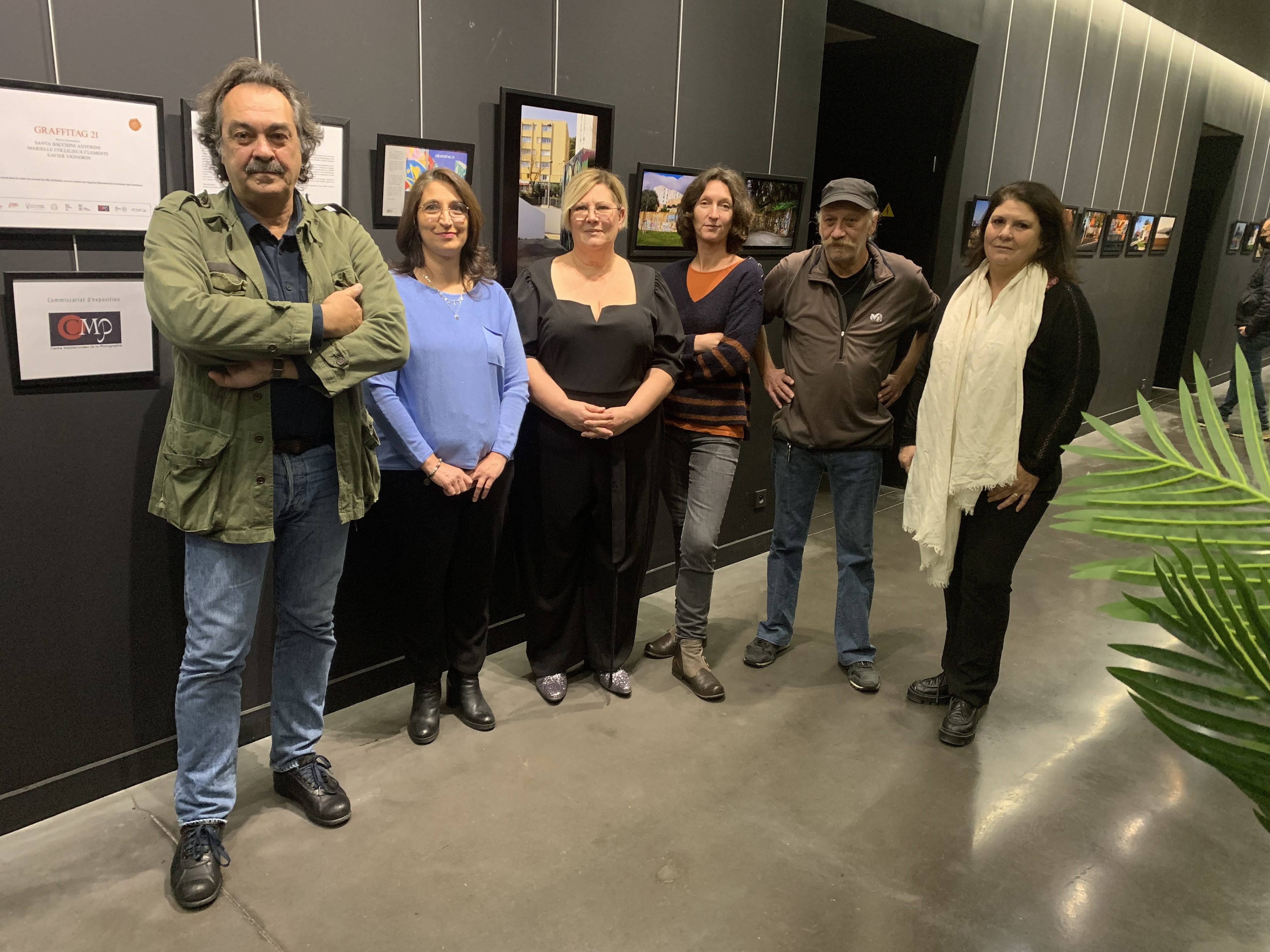 Marcel Fortini,  Santa Bacchini Antonini, Marielle Collilieux Clementi, Valérie Rouyer, Xavier Vigneron et Mattea Lacave ont inauguré l'expo Graffitag21