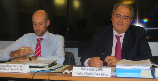 Martin Guespereau, directeur de l’agence de l’eau, et Paul Giacobbi, député, président de l’Exécutif territorial et président du comité de bassin de Corse.