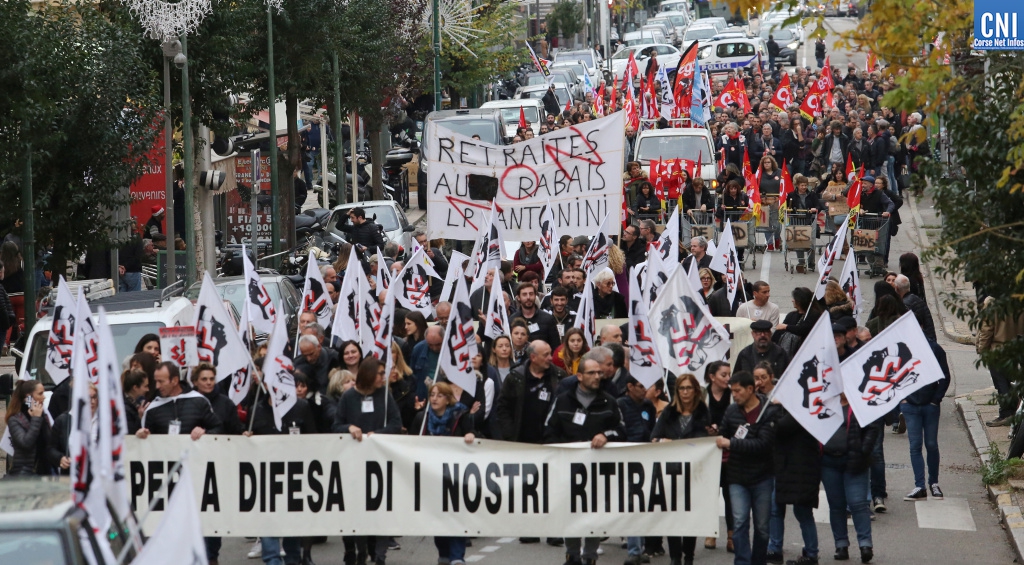 Une manifestation contre le projet de reforme de retraite à Ajaccio, en 2019
