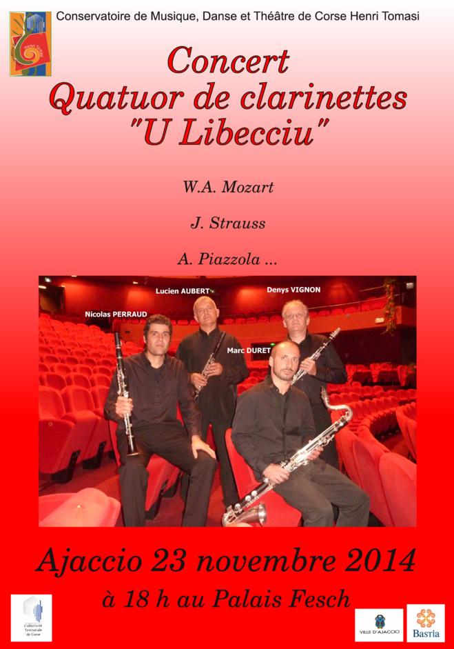 « U Libecciu» Quatuor de clarinette Musée Fesch le 23 novembre