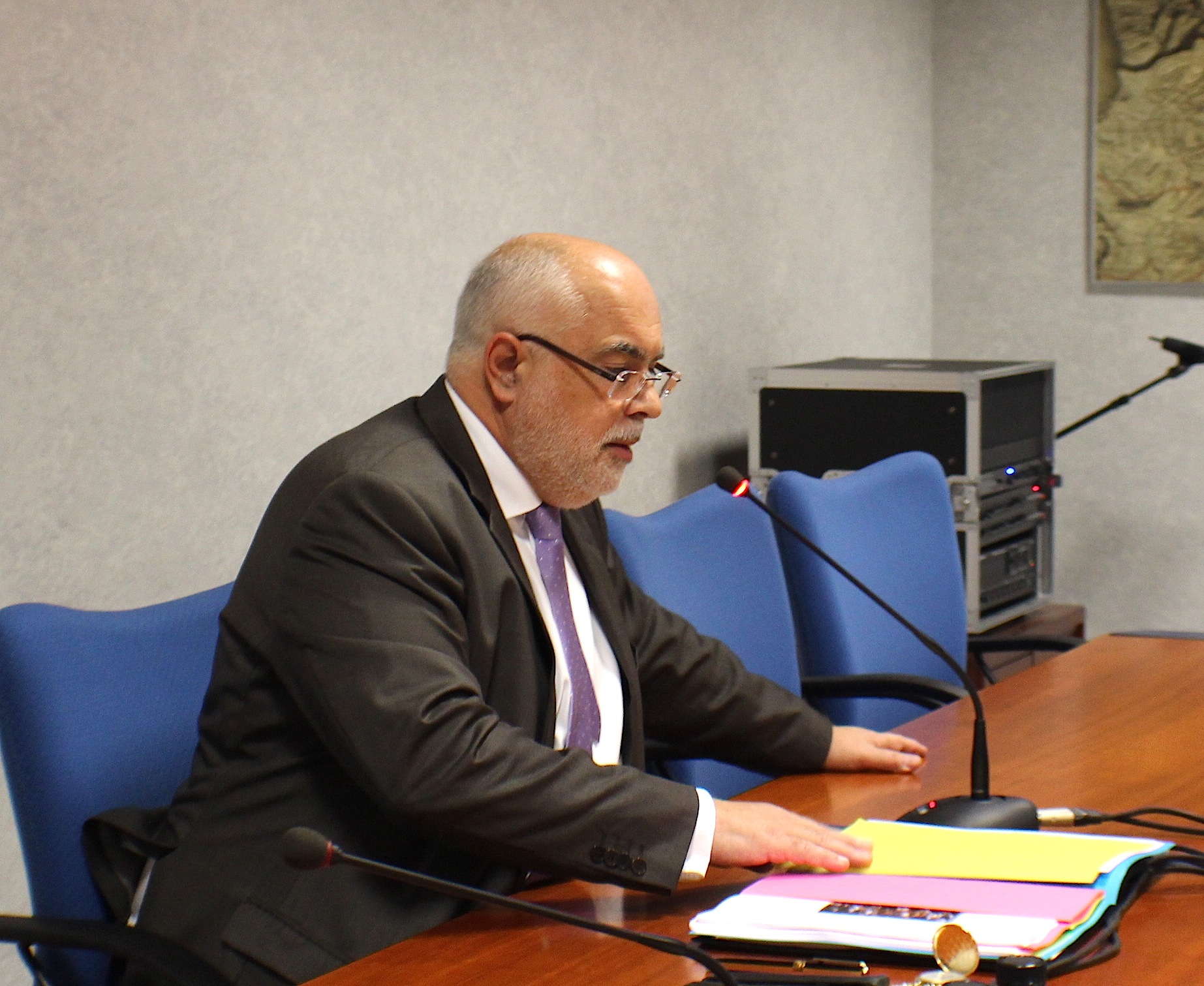 Jacques Delmas, président de la chambre régionale des comptes. Il a animé la réunion en compagnie de Michel Carles, procureur financier, et de Frédérique Colin et Etienne Erasismus,  directeurs des finances publiques des deux départements insulaires.