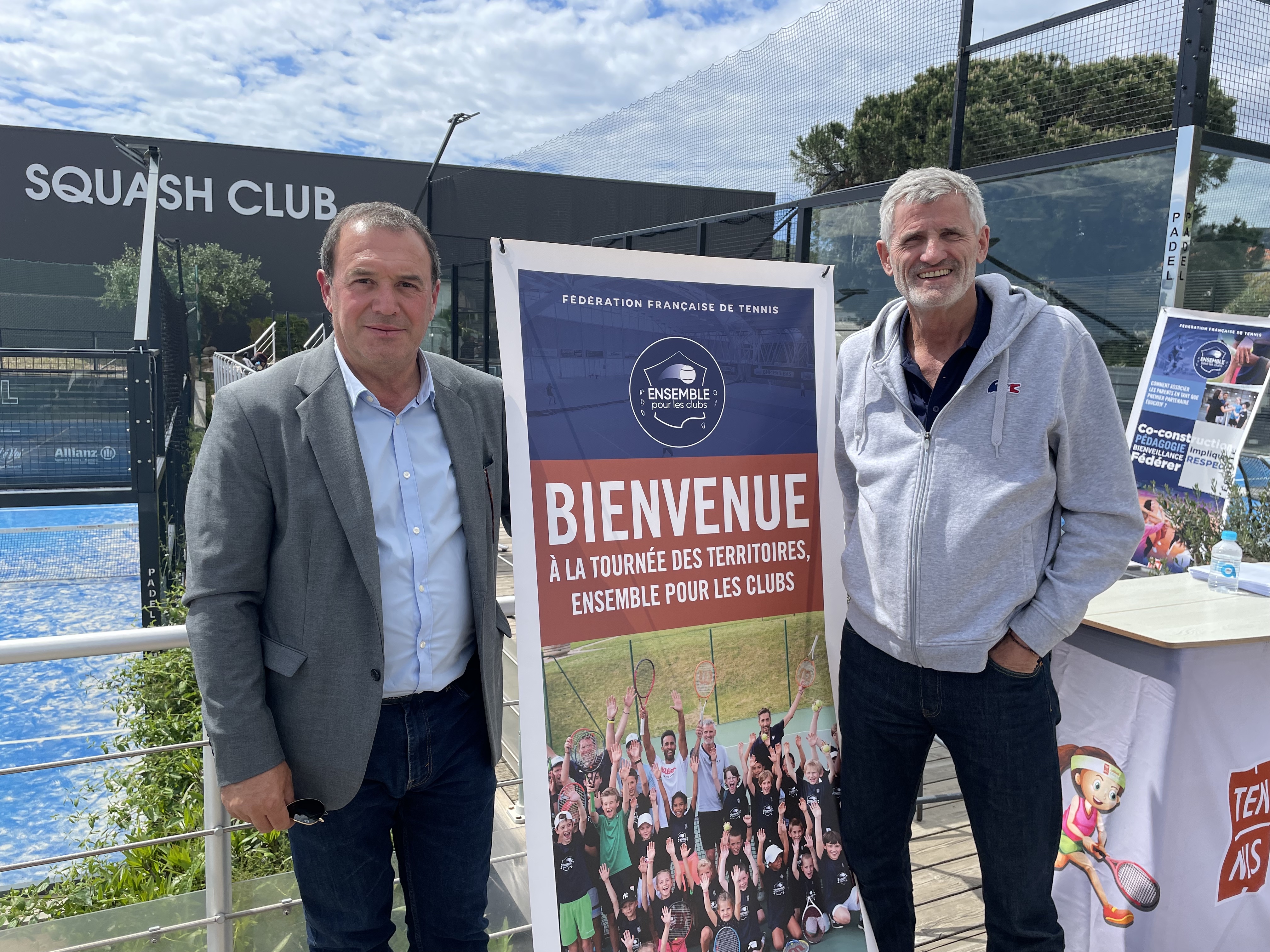 Philippe Medori, président de la Ligue corse de tennis, et Gilles Moretton, président de la Fédération Française de Tennis ce mardi après-midi au Mezzavia Tennis Club.