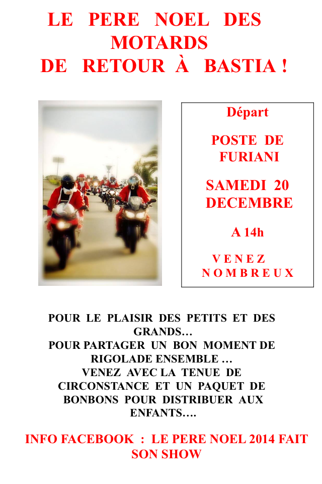 Le Père Noël des motards de retour à Bastia