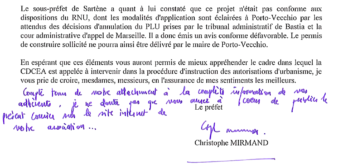 Le préfet de Corse au Levante : "Le permis de construire non conforme de Porto-Vecchio ne sera pas délivré"
