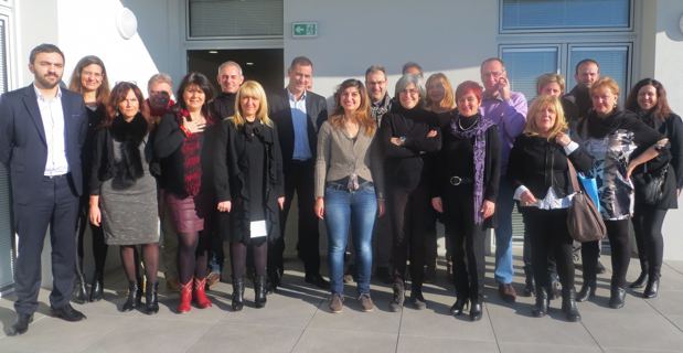 Les partenaires italiens de Ligurie et de Toscane autour du maire de Bastia, Gilles Simeoni, et de la 1ère adjointe, notamment en charge des affaires européennes, Emmanuelle de Gentili.