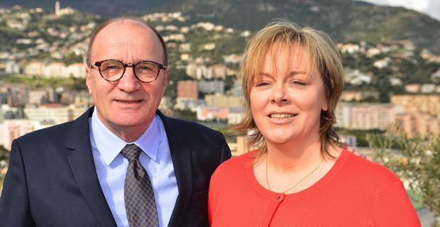 Michel Rossi, maire de Ville-di-Pietrabugno, et Vannina Le Bomin, militante d'Inseme per a Corsica, candidats dans le canton de Bastia I lors des élections départementales du 22 au 29 mars prochains.