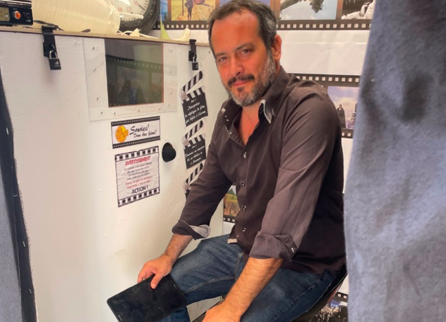 Nicolas Pancrazi dans son vidéomaton.