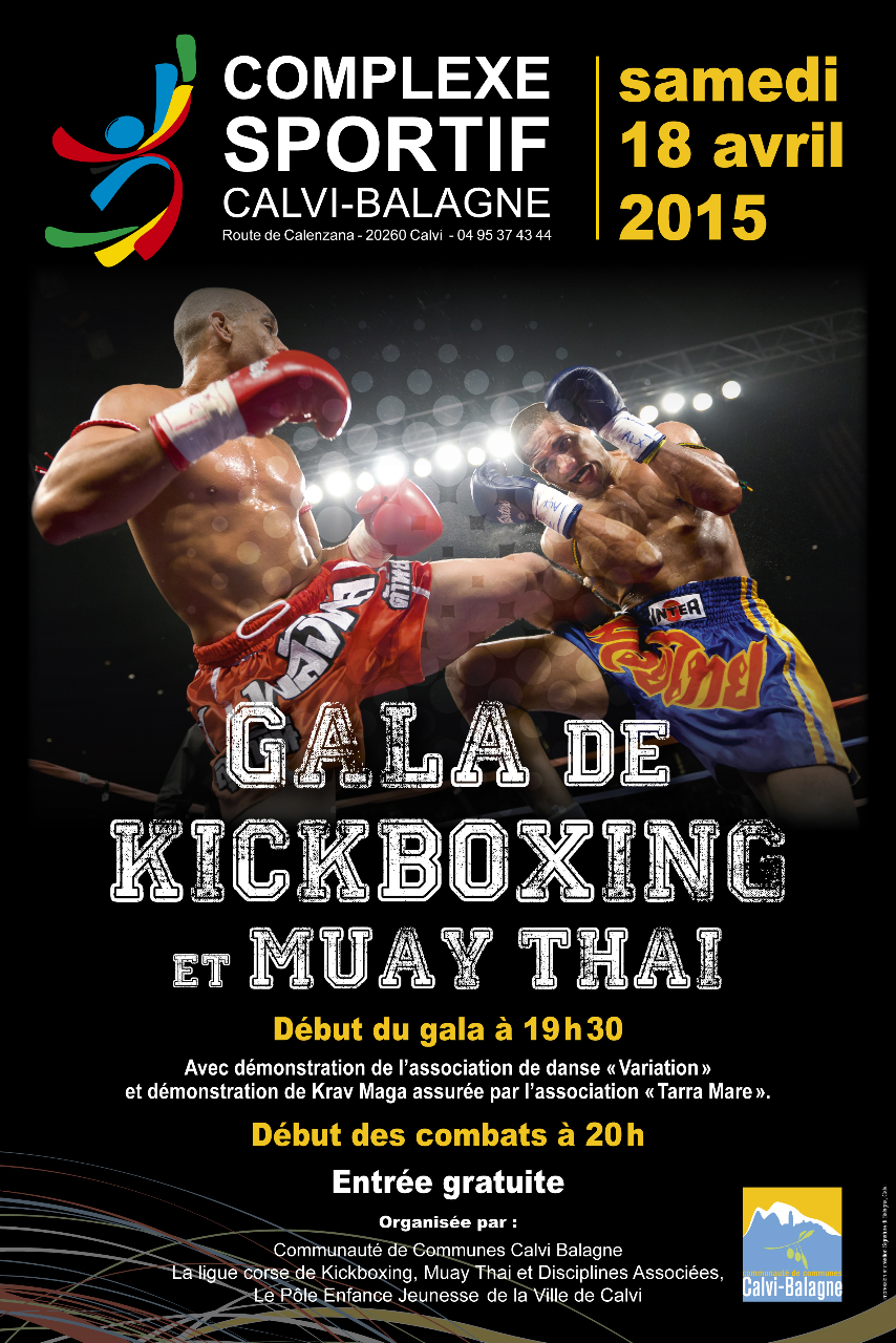Gala de kick Boxing le 18 avril  et " journée portes ouvertes" le 19 avril au Complexe sportif de Calvi 