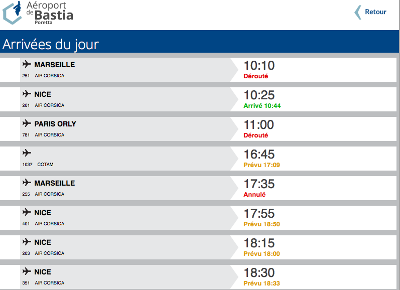 Vent : Plusieurs vols entre la Corse et le continent annulés ou retardés ce mardi