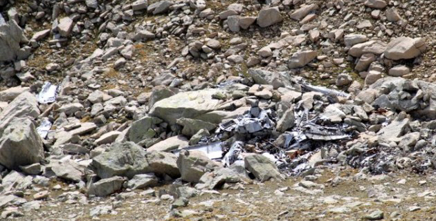 Les débris de l'appareil