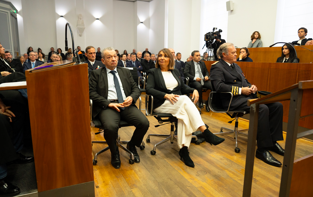 La Première Présidente de la Cour d’appel de Bastia, Hélène Davo, le Procureur général, Jean-Jacques Fagni,du Préfet de Corse, Amaury Saint-Quentin