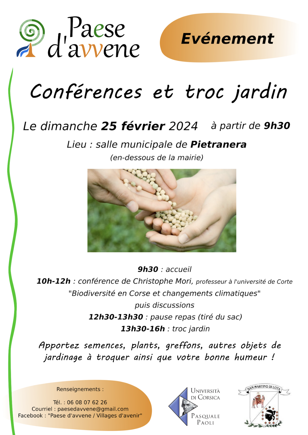 Troc Jardin et conférence sur la biodiversité à Pietranera le 25 Février