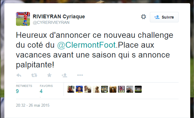 C. Rivieyran (GFCA) signe à Clermont Foot (L2)