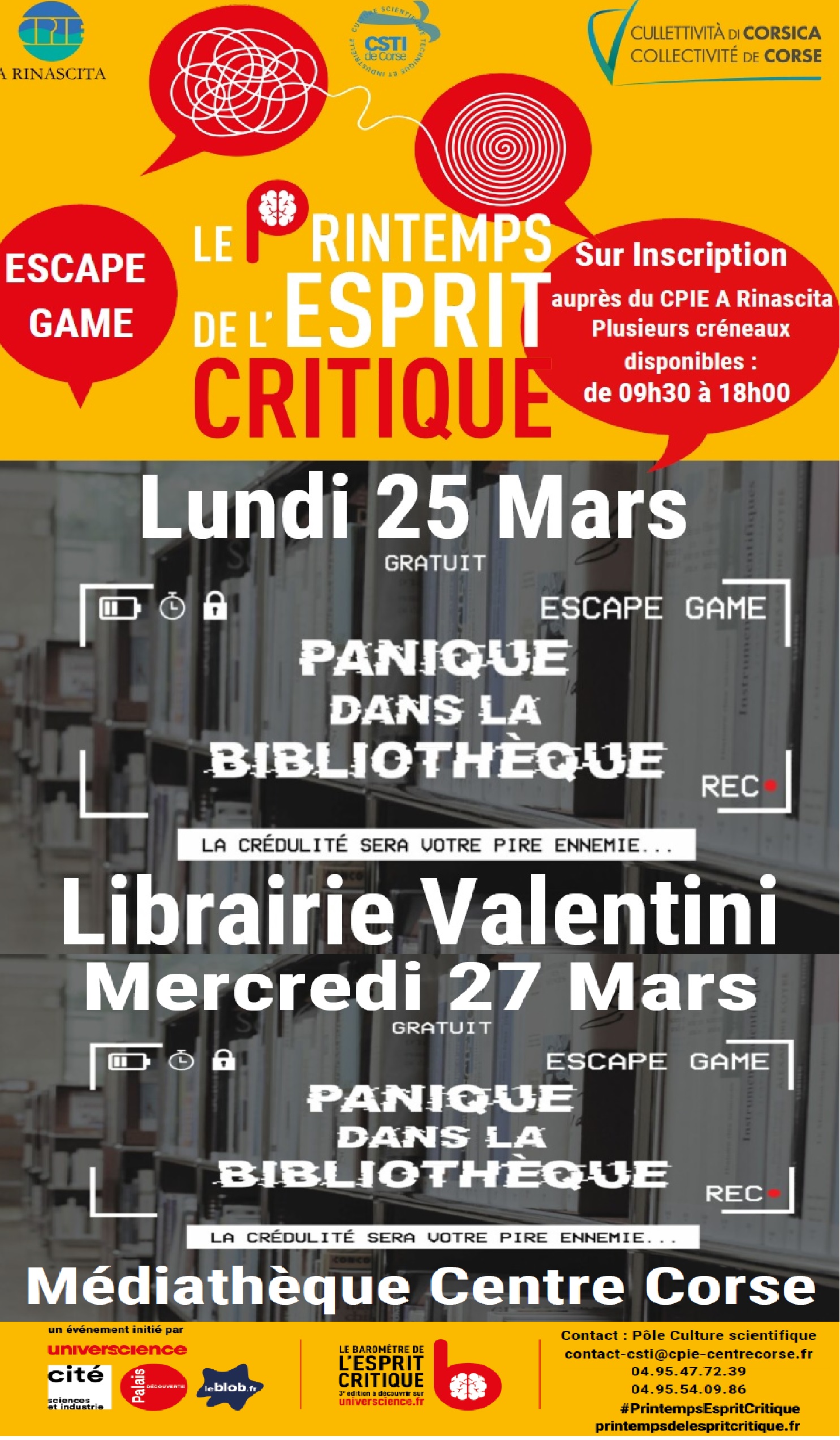 « Printemps de l’esprit critique » : deux journées d’animation lundi 25 et mercredi 27 à Corte
