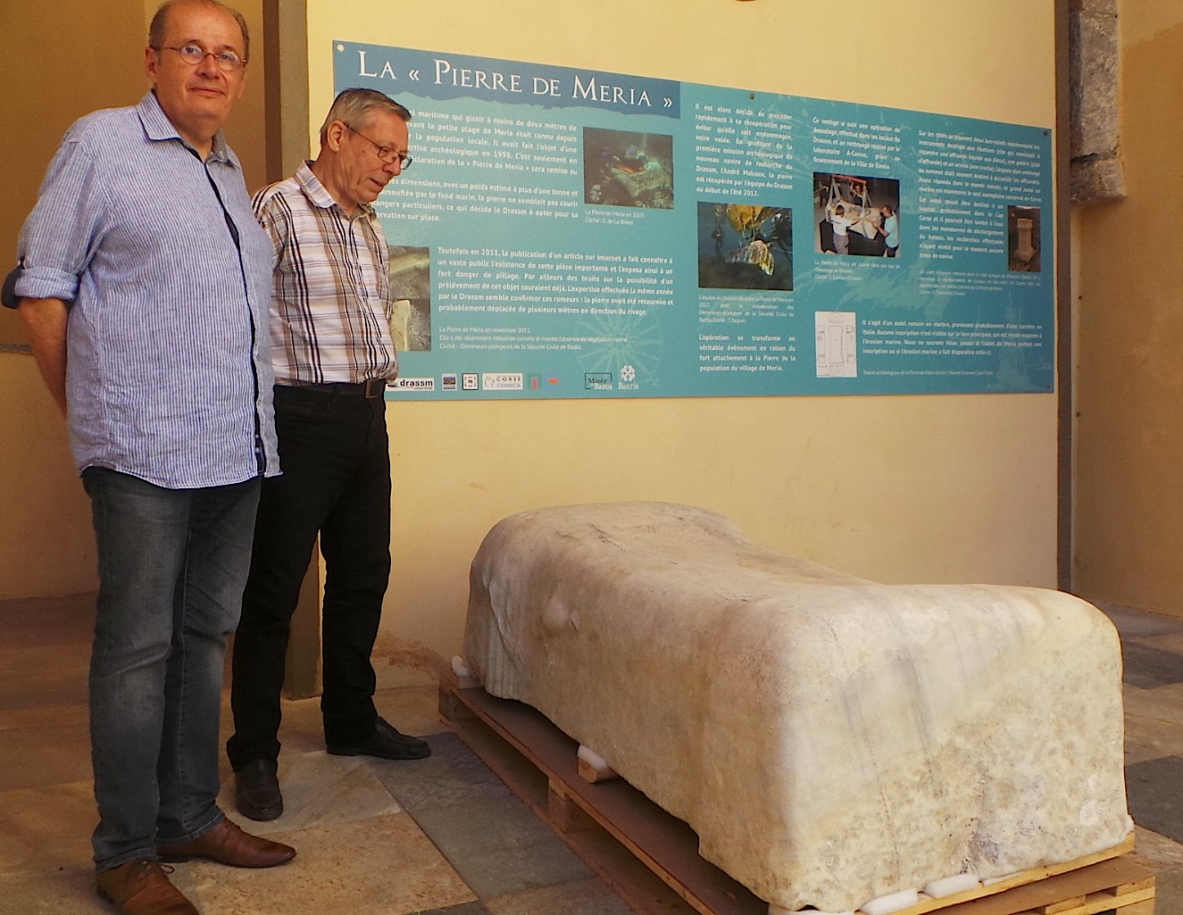 Musée de Bastia : La pierre de Meria et la stèle funéraire romaine de Luri