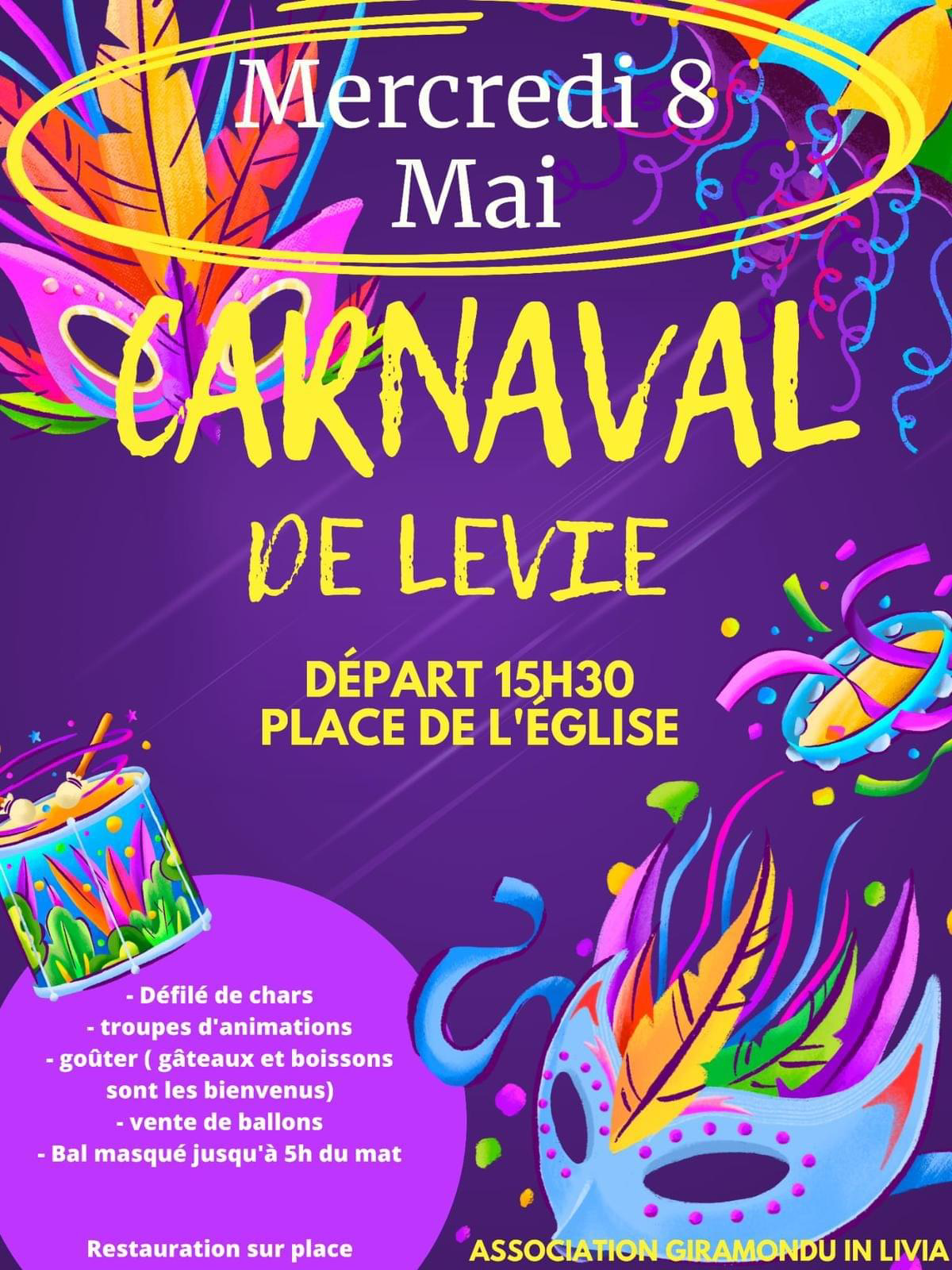 Carnaval de Levie : Défilé festif et animations le mercredi 8 mai 