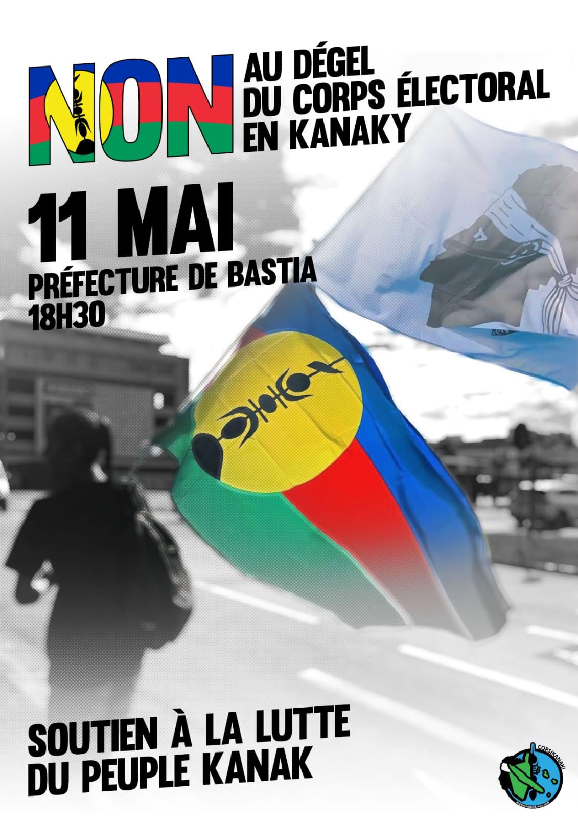 Manifestation de soutien à la lutte kanak : mobilisation devant la préfecture de Bastia