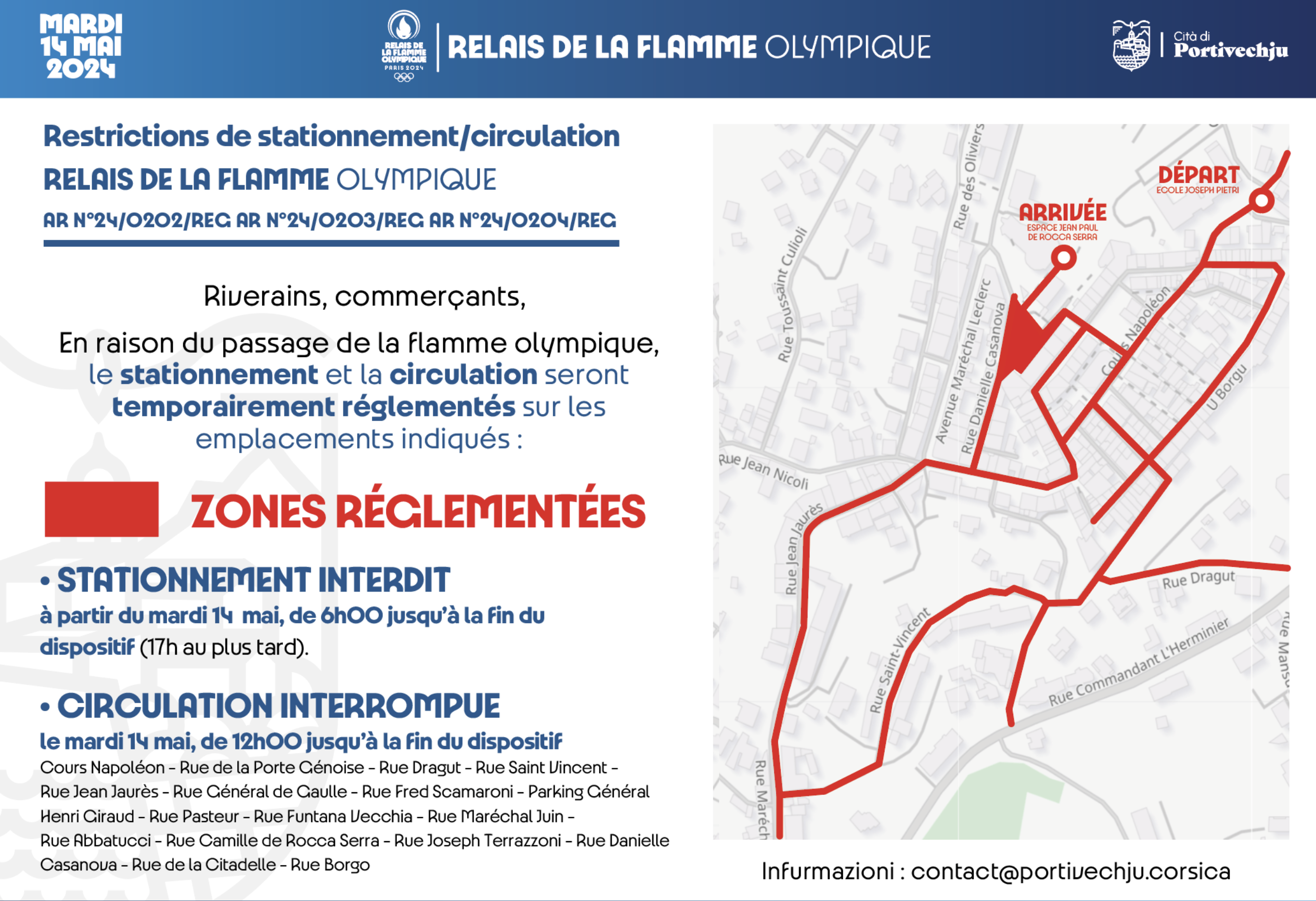 Circulation, parcours, animations : ce qu'il fait savoir sur le passage de la flamme olympique à Portivechju