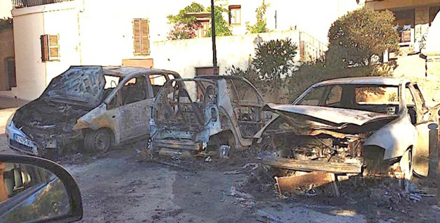 Trois voitures brûlées à Monticellu
