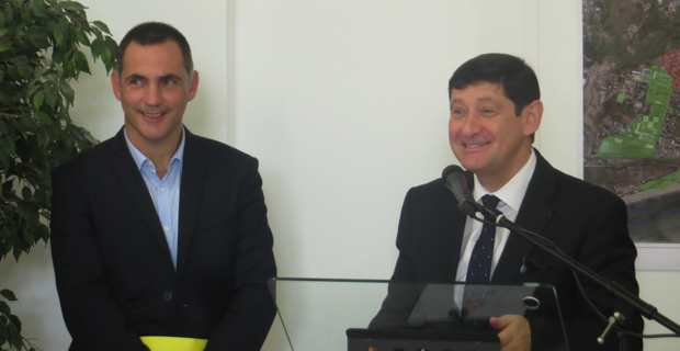 Gilles Simeoni et Patrick Kanner, à l'hôtel de ville de Bastia.