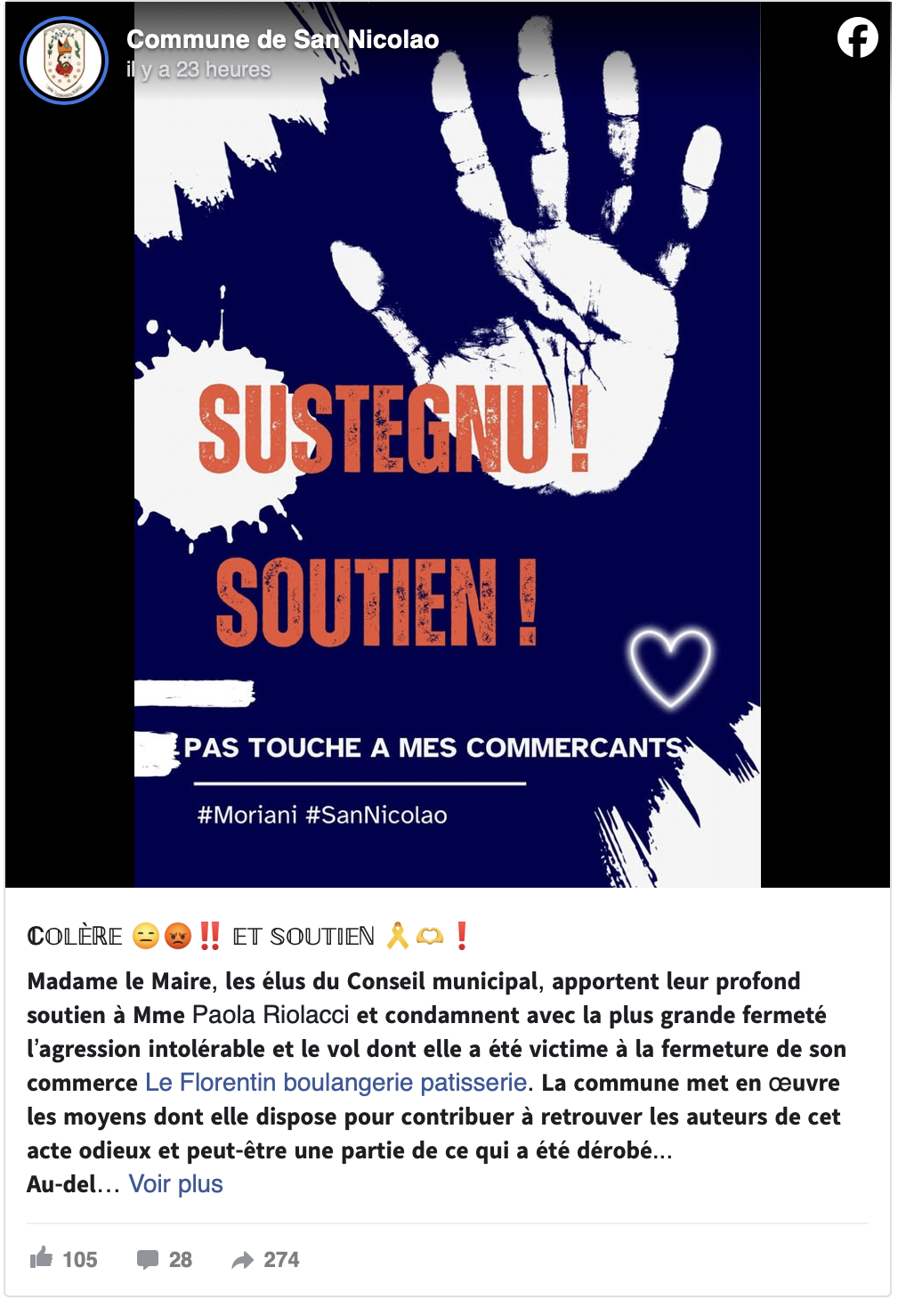 Moriani : Une commerçante victime d'un vol avec violence