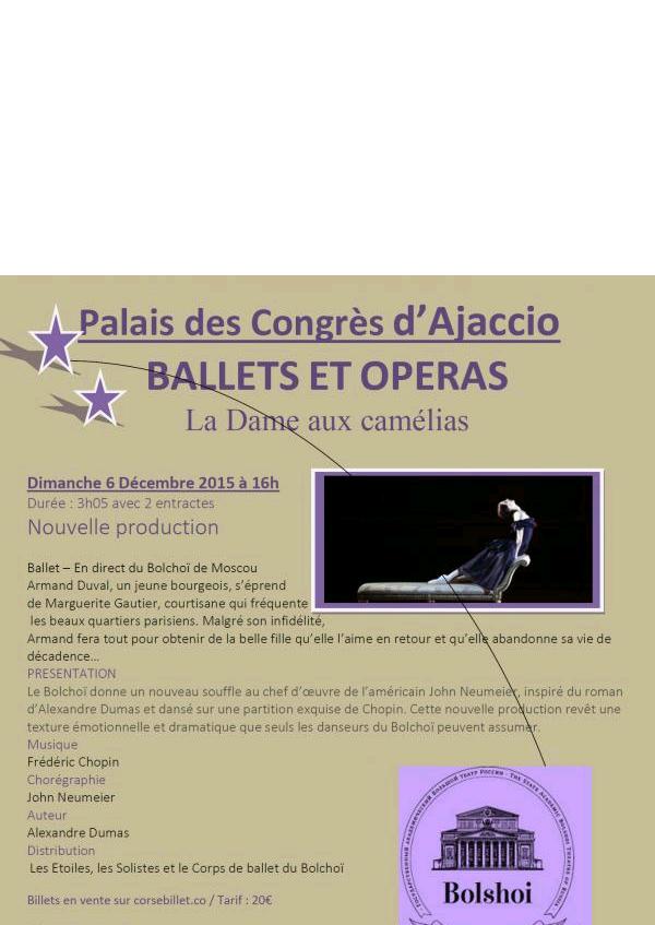 Ajaccio : diffusion en Direct du Théâtre du Bolchoï de Moscou du ballet de « La Dame aux Camélia »