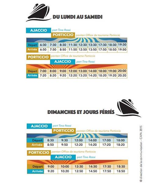 Les horaires de la navette maritime