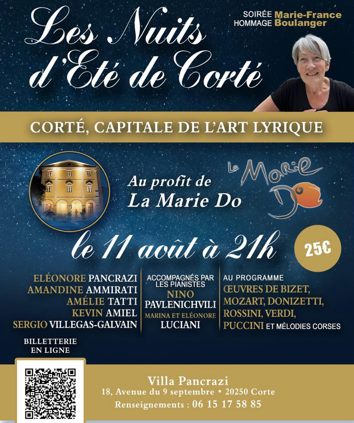    Corte : un concert lyrique en soutien à La Marie-Do, le 11 août