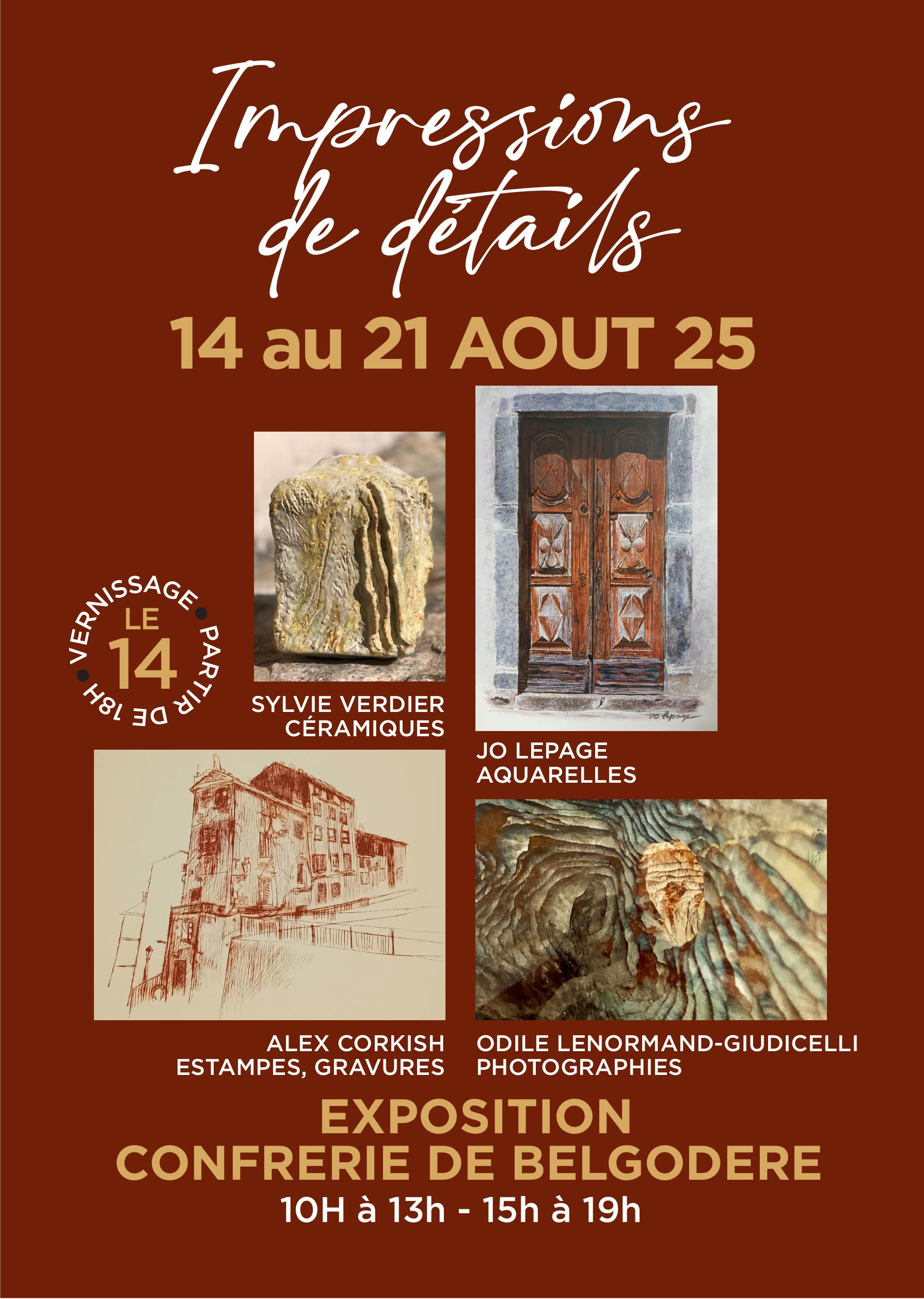 "Impressions de détails" : exposition collective à la confrérie de Belgodère du 14 au 21 août