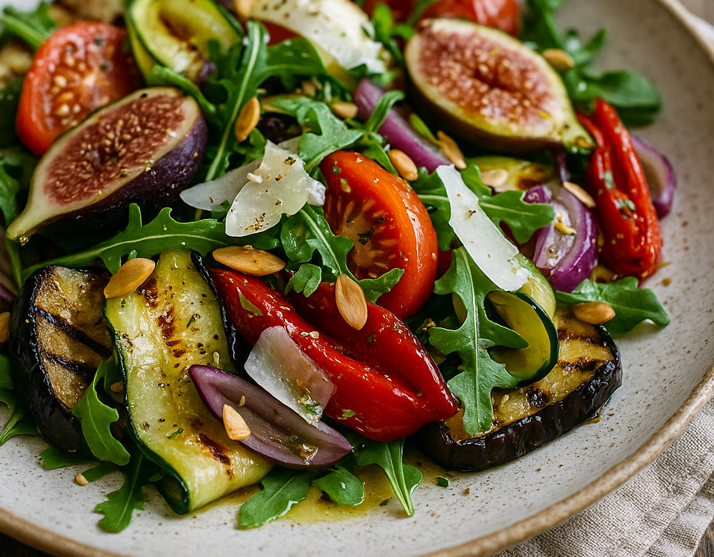 À table : Salade de légumes grillés, figues et tomme de brebis
