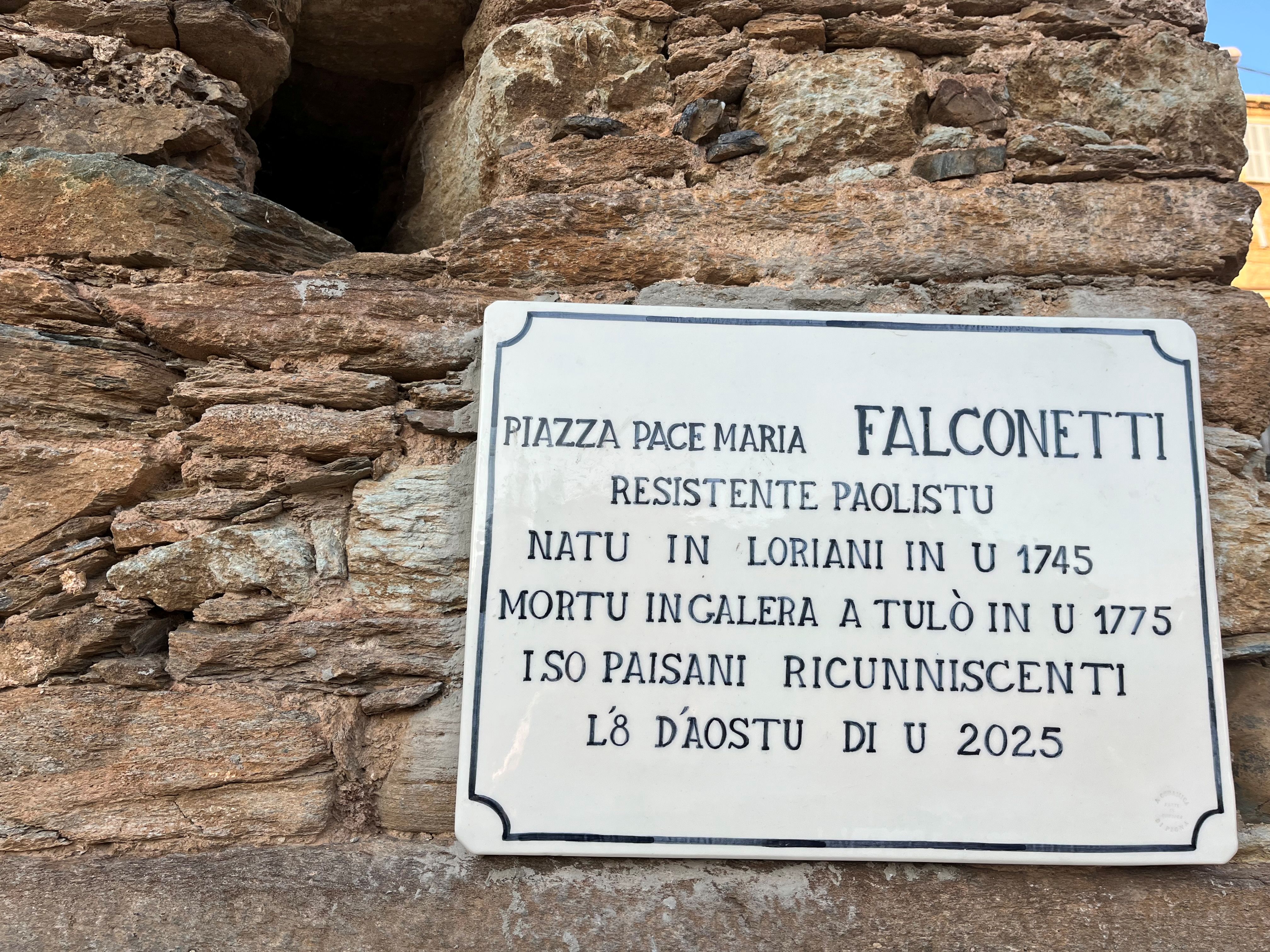 Loriani honore la mémoire de Pace Maria Falconetti, héros des révolutions corses et enfant du village
