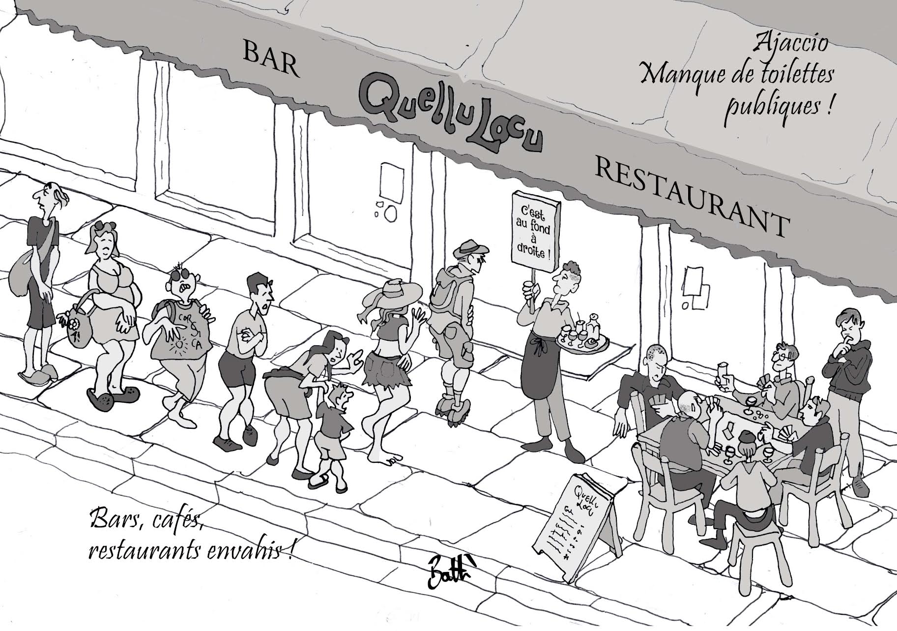 Le dessin de Battì : "quellu locu" pris d'assaut