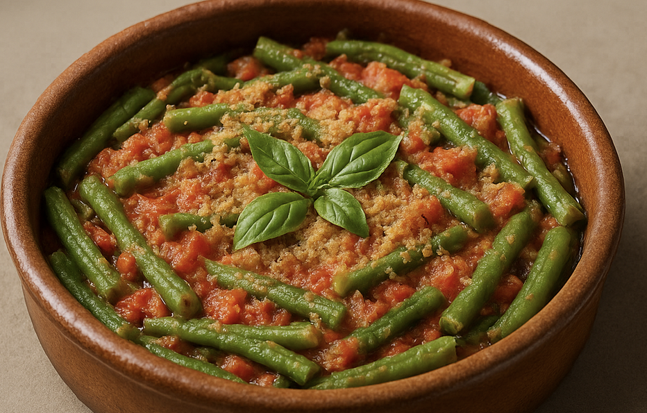 À table - Tianu di fasgioli è pumate (gratin de haricots et tomates)