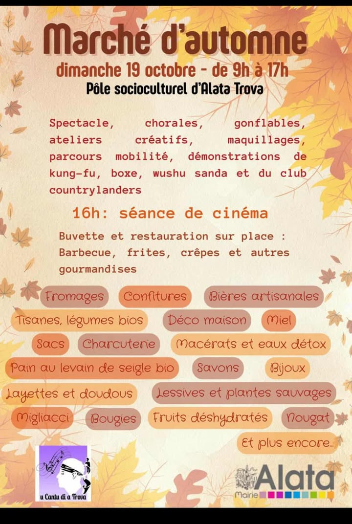 La mairie d'Alata organise un marché d'automne le 19 octobre prochain