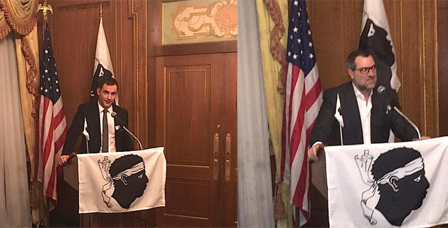 Gilles Simeoni et Patrick Ottomaini, président de l'association des Corses des Etats-Unis