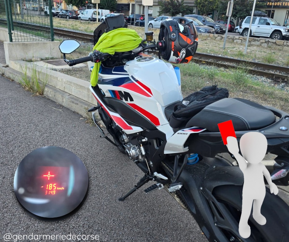 Vitesse excessive à Vero : un motard intercepté à 185 km/h sur la RT20