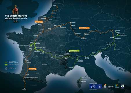 Les chemins de la Via Sancti Martini, l'itinéraire culturel européen de saint Martin de Tours.