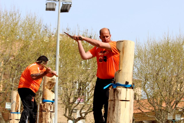 Première manche du championnat de France de bûcheronnage Timbersports à L'Ile-Rousse