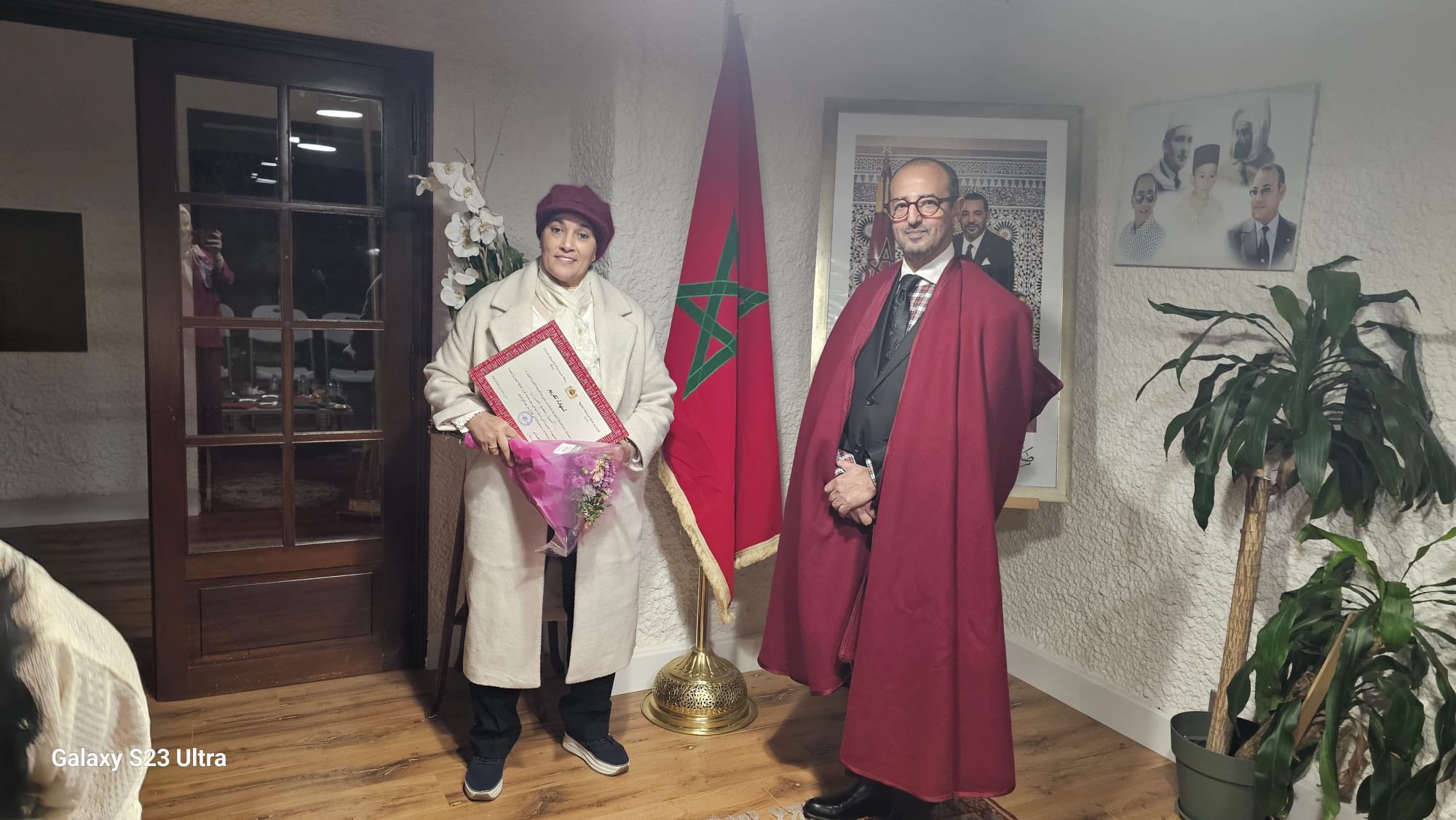 Soumia Chakroune, présidente de l’association Femmes Méditerranéennes Unies, honorée par le Consul général du Maroc à Bastia.