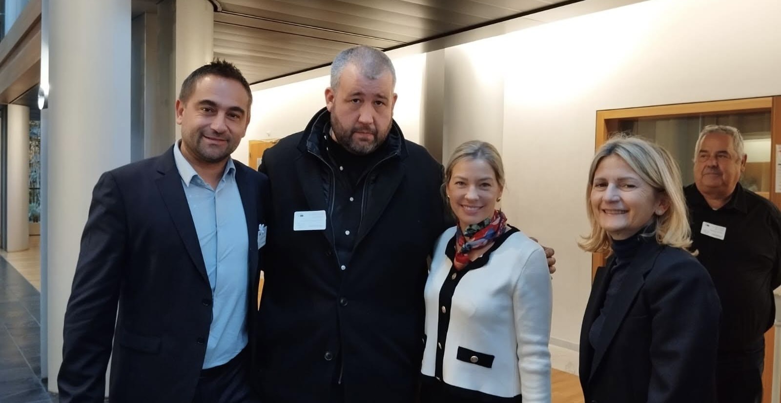 Jean-Baptiste Arena, président de la Chambre d’agriculture de Corse, Jean Baptiste Cantini, président de la Mutualité sociale agricole (MSA) de Corse, Céline Imart, députée européenne LR-Centre droit, membre du PPE, Nanette Maupertuis,  présidente de l’Assemblée de Corse, lors d'une rencontre au Parlement européen à Strasbourg dans le cadre des négociations de la Politique agricole commune (PAC).