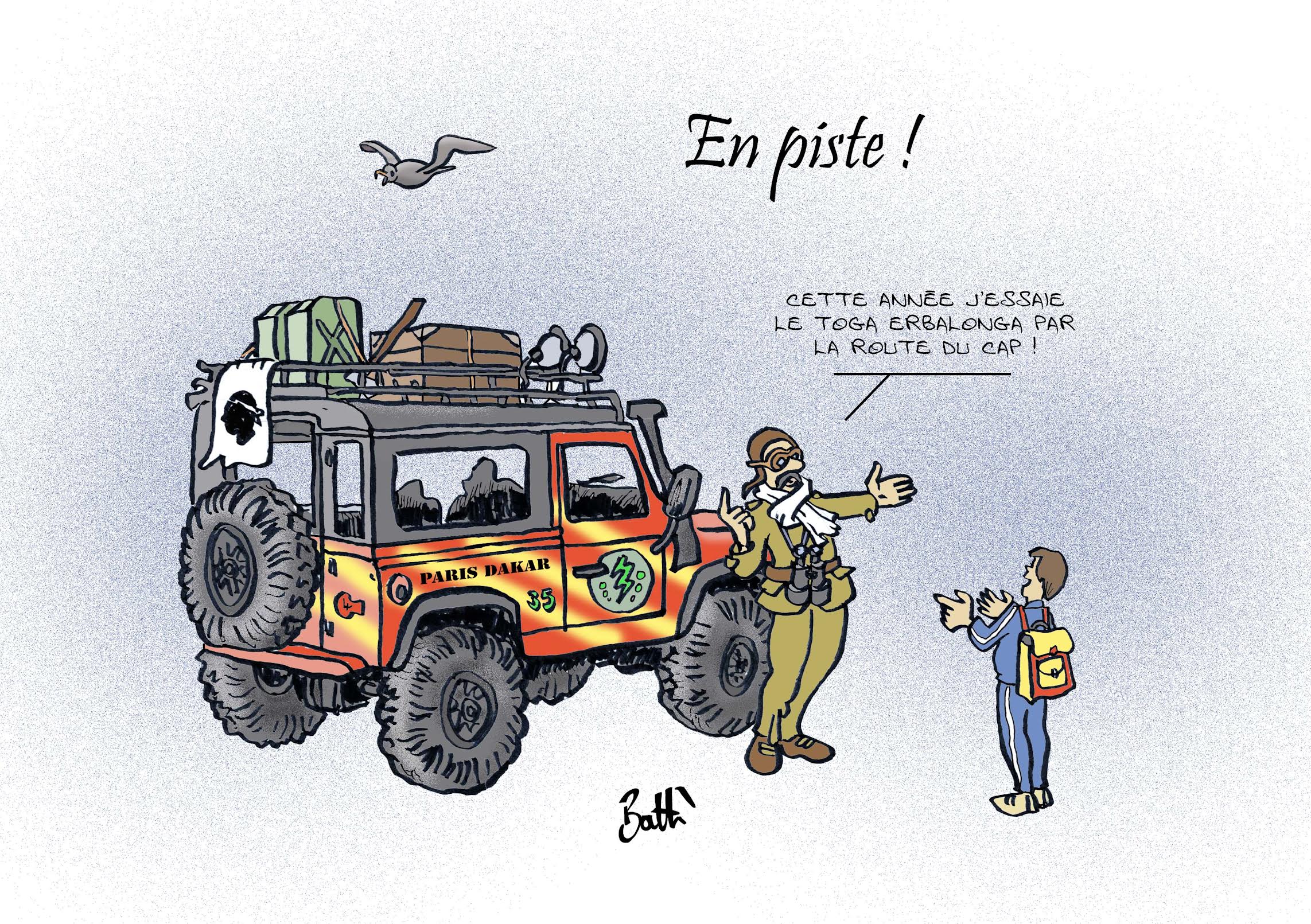 Le dessin de Battì : sur la route de... Toga à Erbalonga